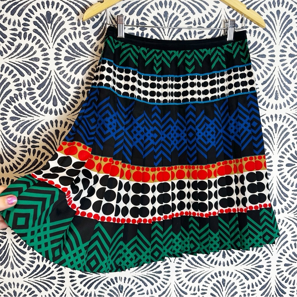 Trina Turk Multicolored Pleated Boho Silk Slip Skirt